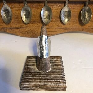 Hawiian Islands Handcrafted Spoon Ring. Engraved Details. Size 8
